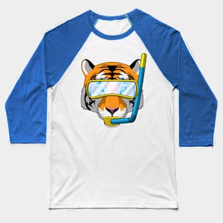 Tiger as Diver with Snorkel Baseball T-Shirt